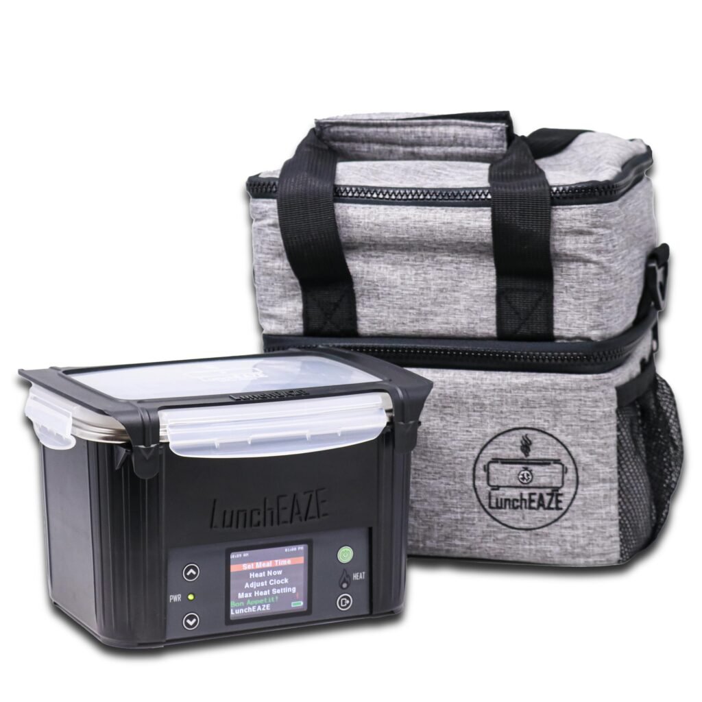 LunchEAZE, self-heating lunch box, electric lunchbox, automatic heating, thermal lunchbox, cordless food warmer, blue collar gear